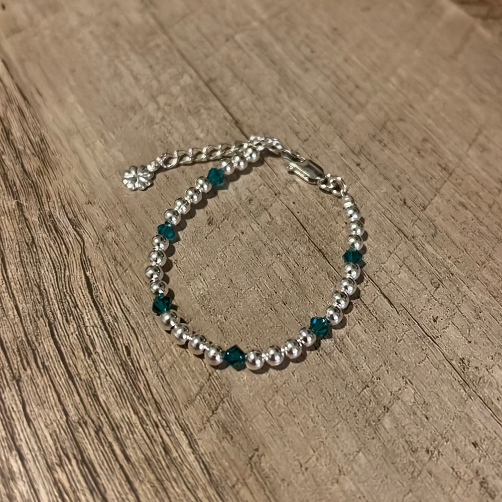 Sterling Silver and Blue Crystal Bracelet
